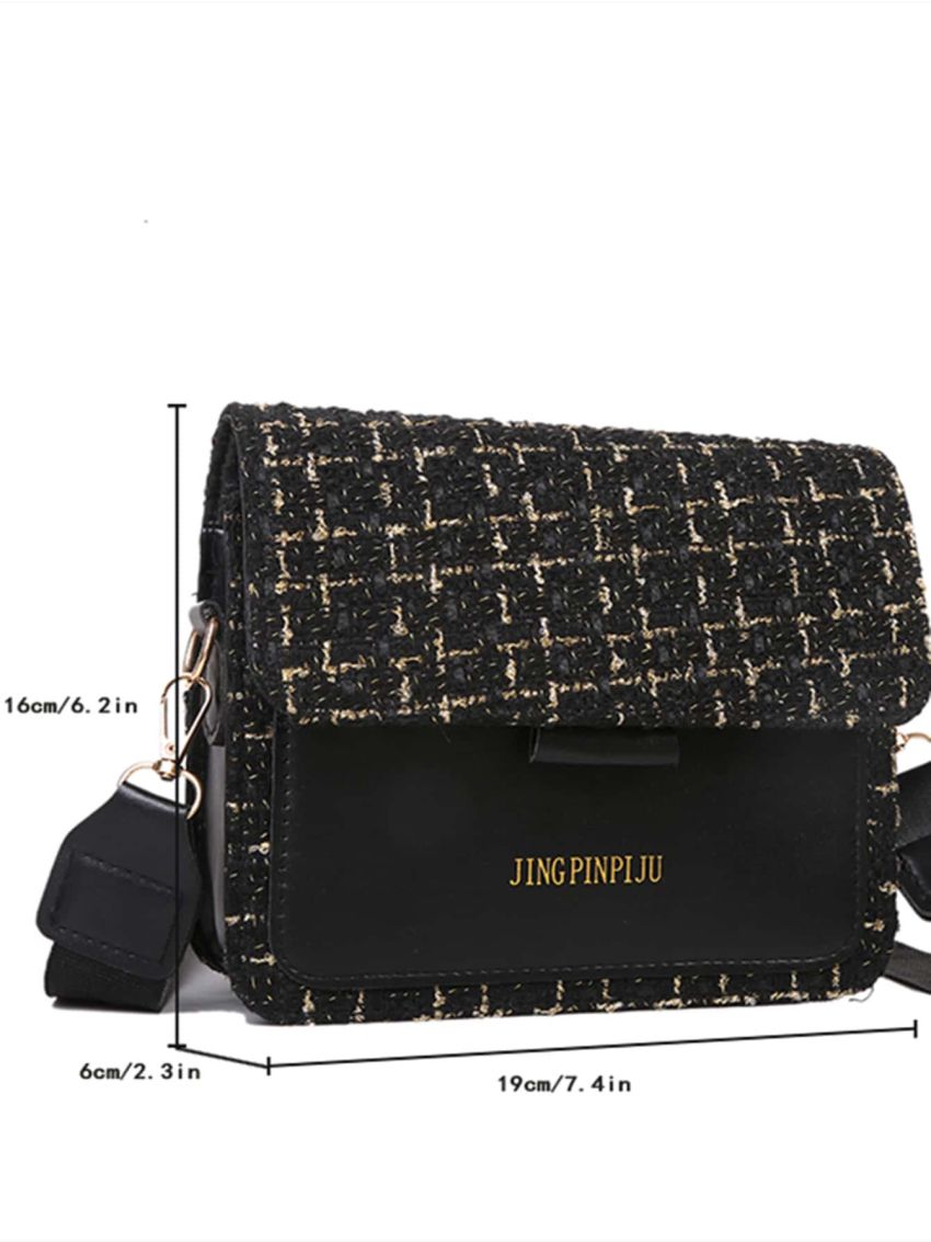 Mini Plaid Pattern Flap Square Bag