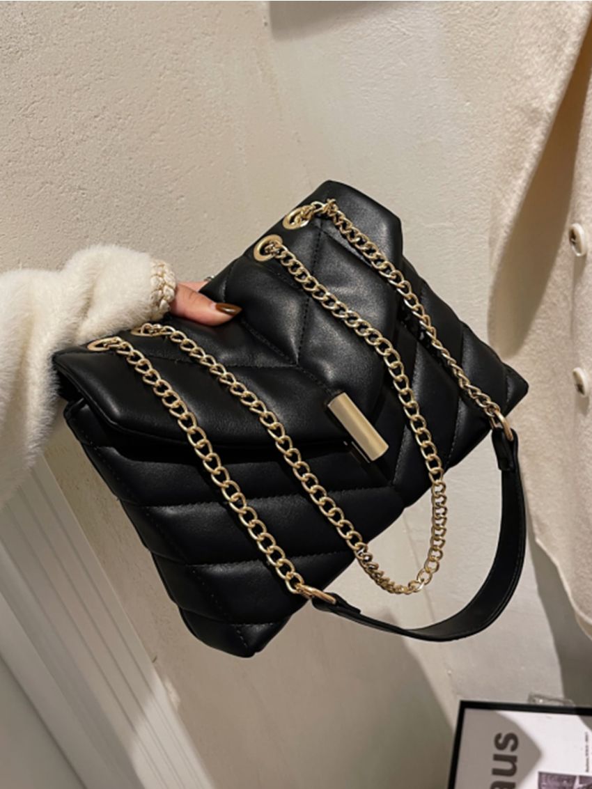 Quilted Flap Chain Square Bag