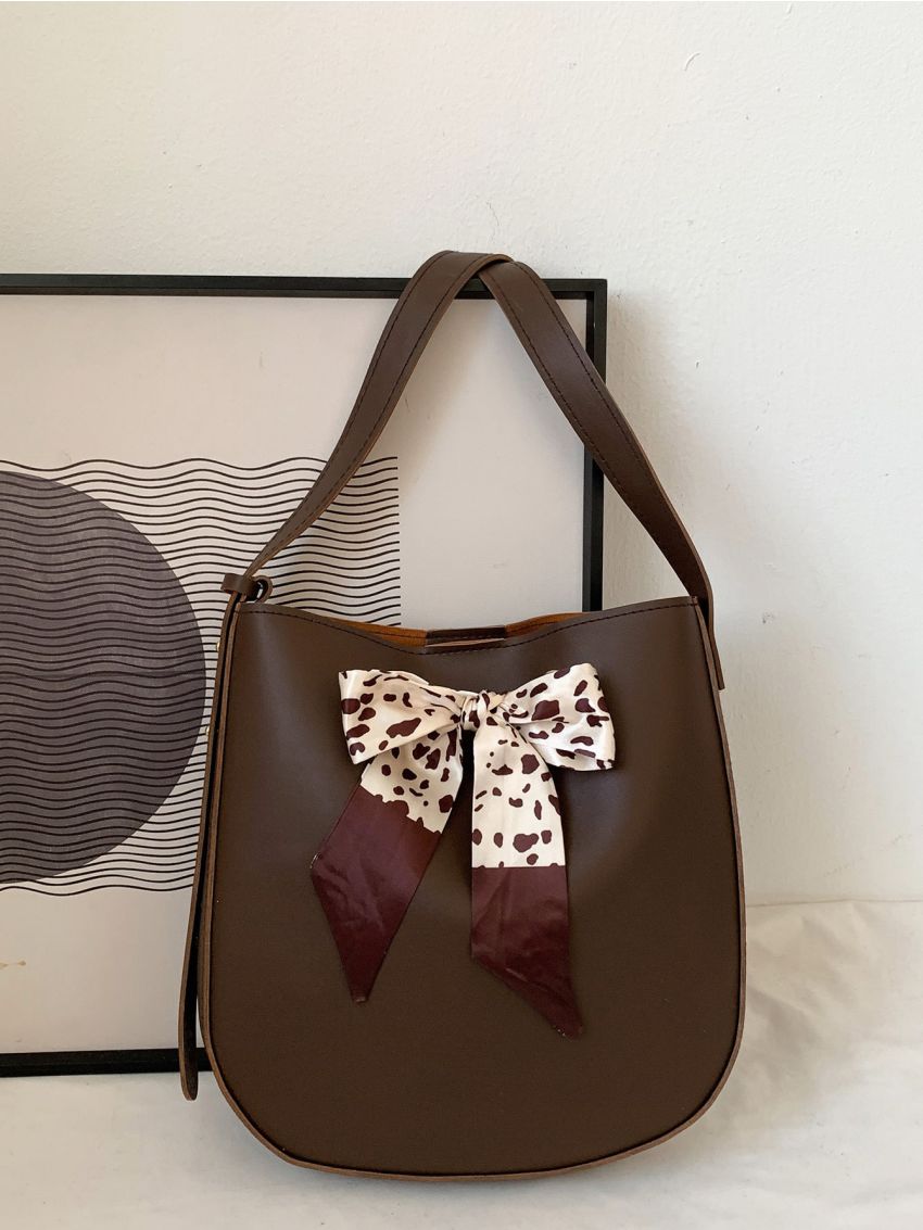 Twilly Scarf Decor Bucket Bag With Inner Pouch