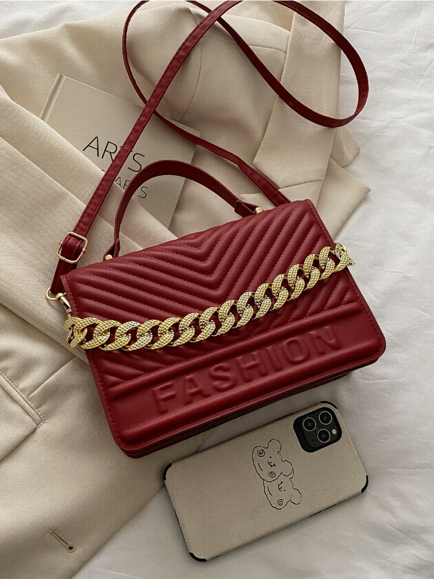 Minimalist Chevron Chain Square Bag