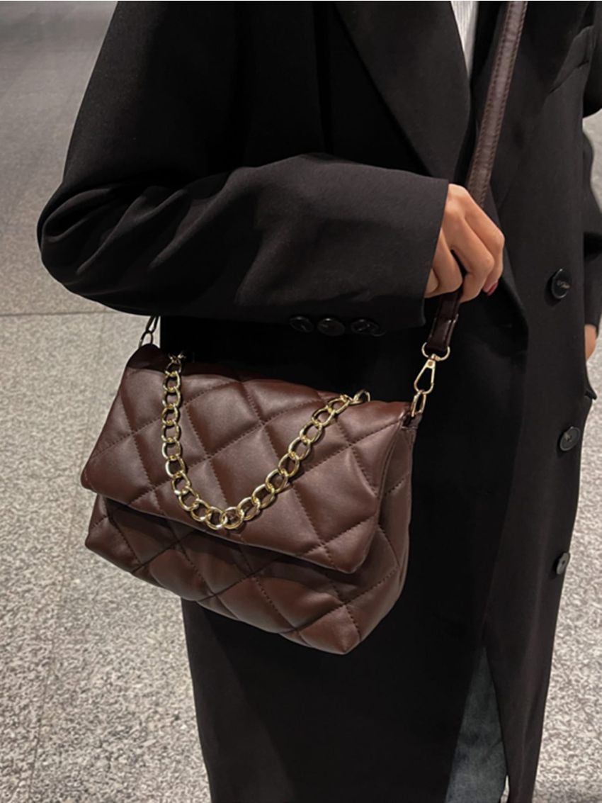 Quilted Chain Decor Square Bag