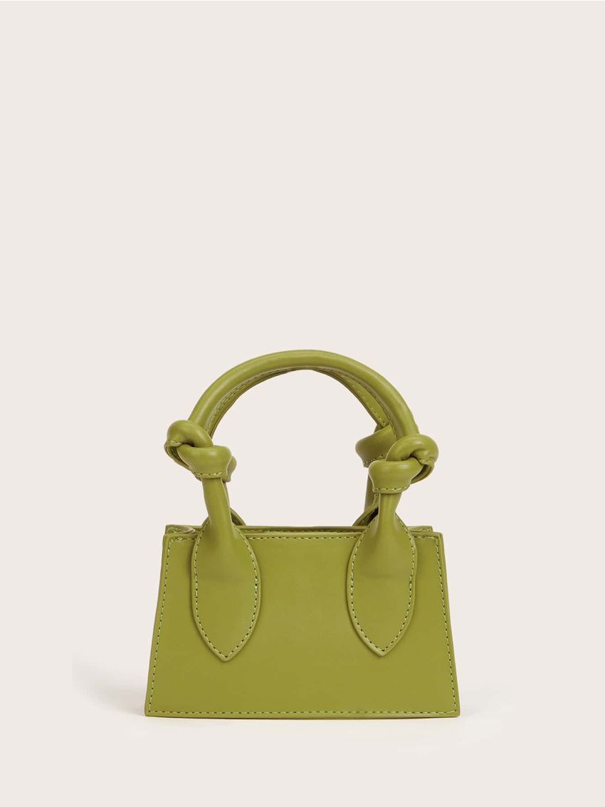 Mini Knot Decor Double Handle Square Bag