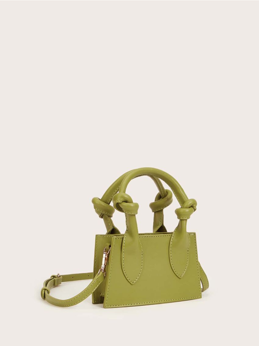 Mini Knot Decor Double Handle Square Bag