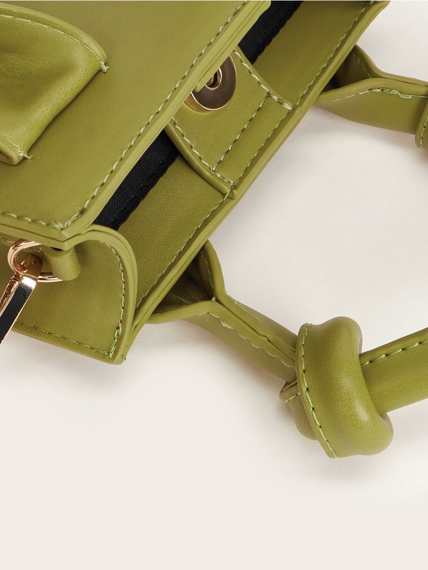 Mini Knot Decor Double Handle Square Bag