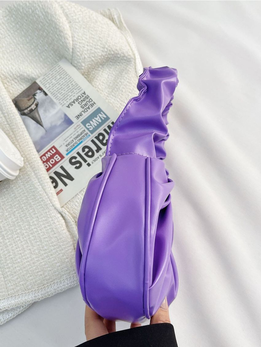Minimalist Ruched Decor Baguette Bag