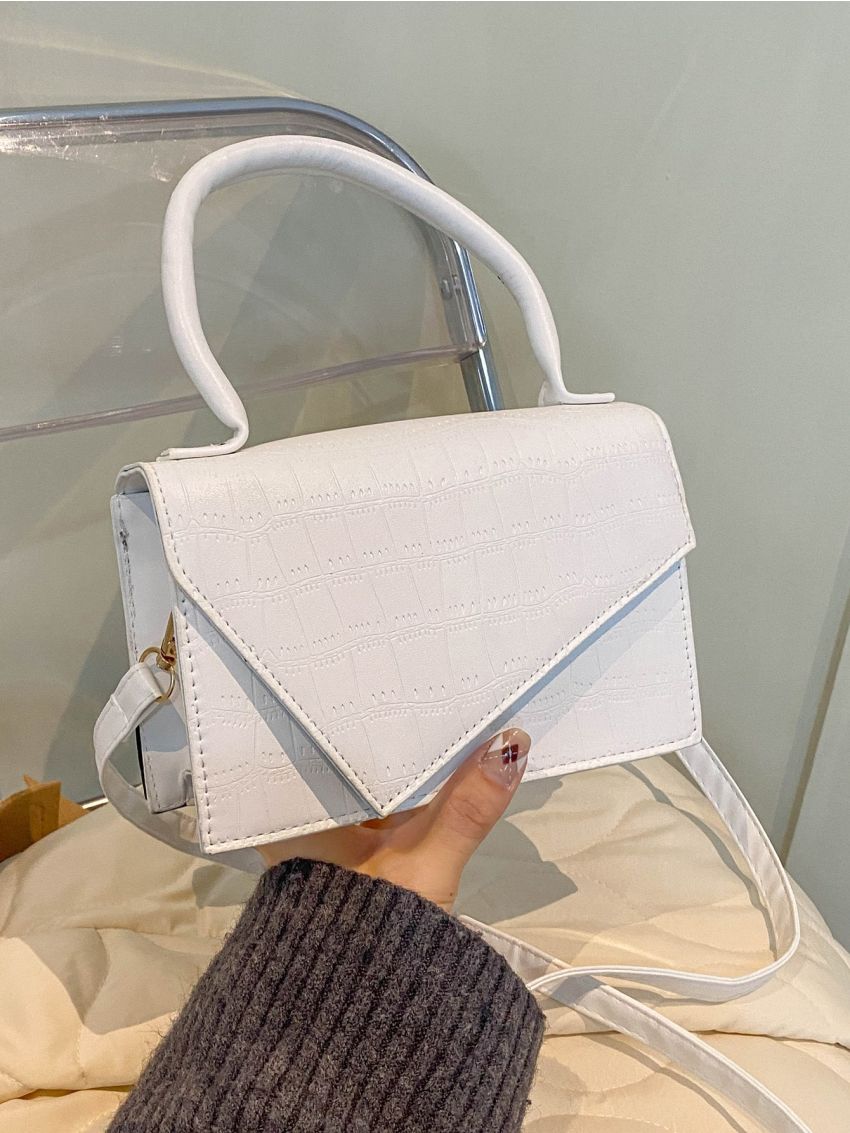 Mini Crocodile Embossed Flap Square Bag