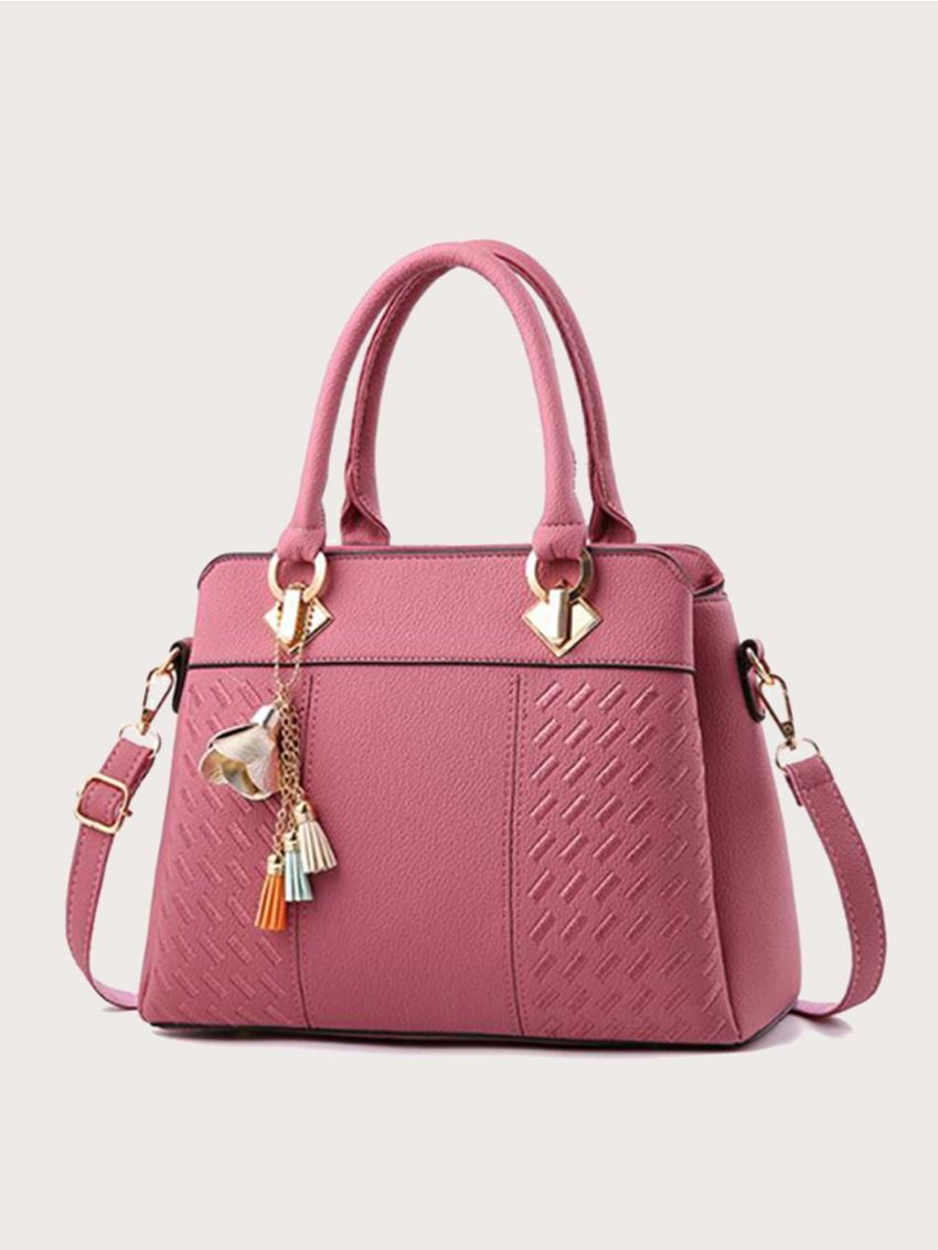 Litchi Embossed Top Handle Bag