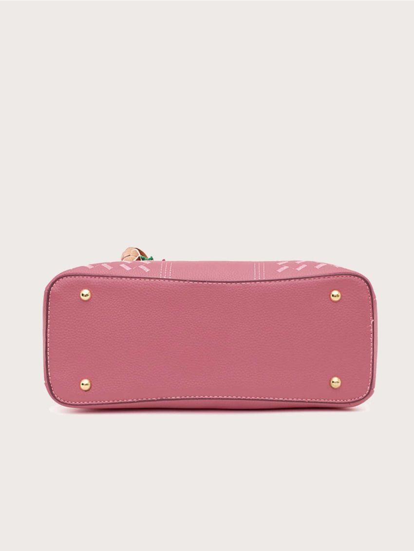 Litchi Embossed Top Handle Bag