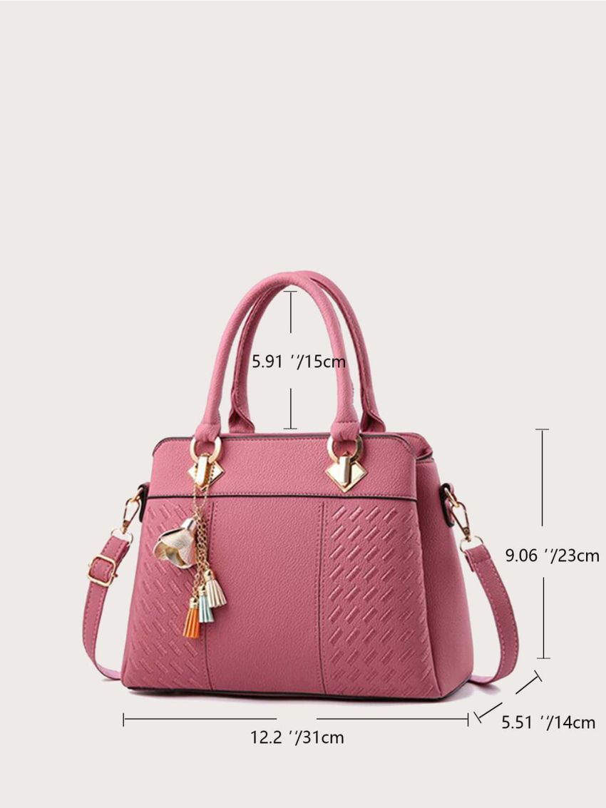 Litchi Embossed Top Handle Bag