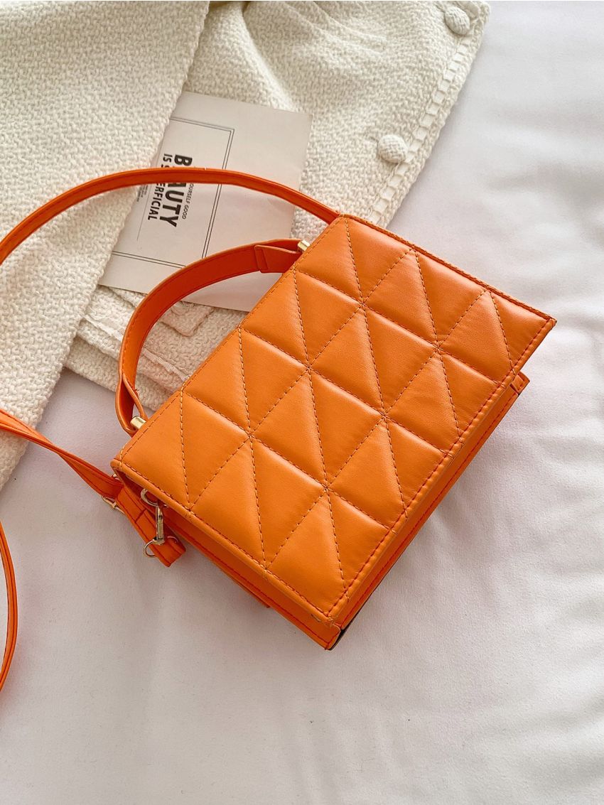 Mini Quilted Snap Button Square Bag