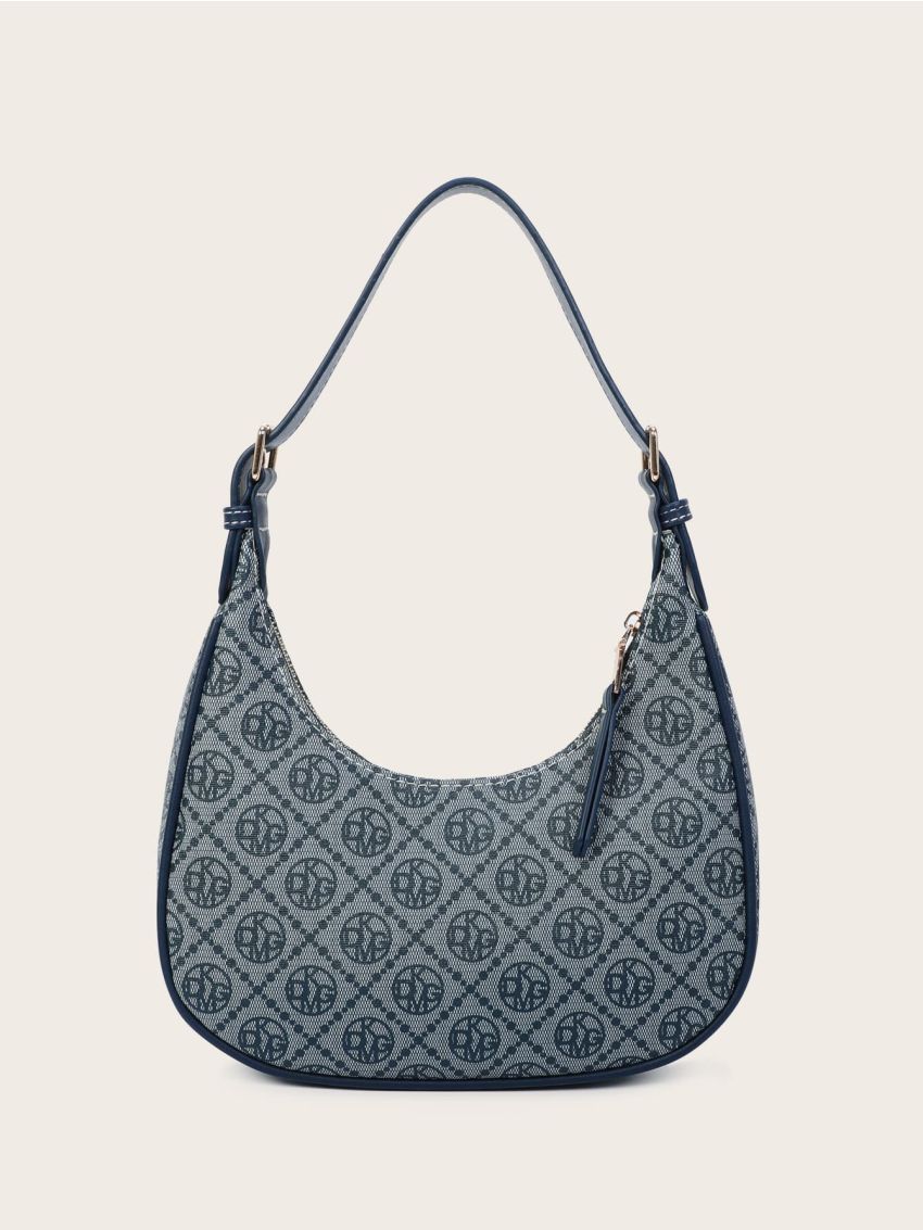 Letter & Geometric Graphic Saddle Bag