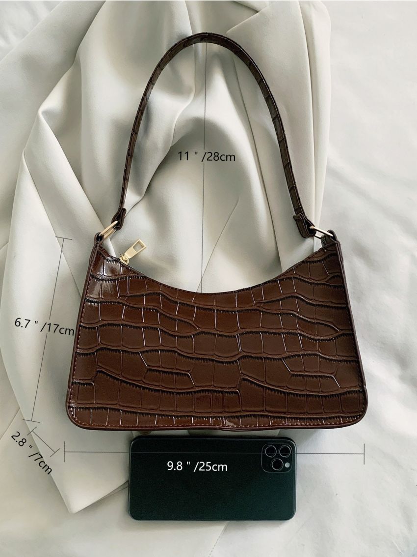 Crocodile Embossed Square Bag