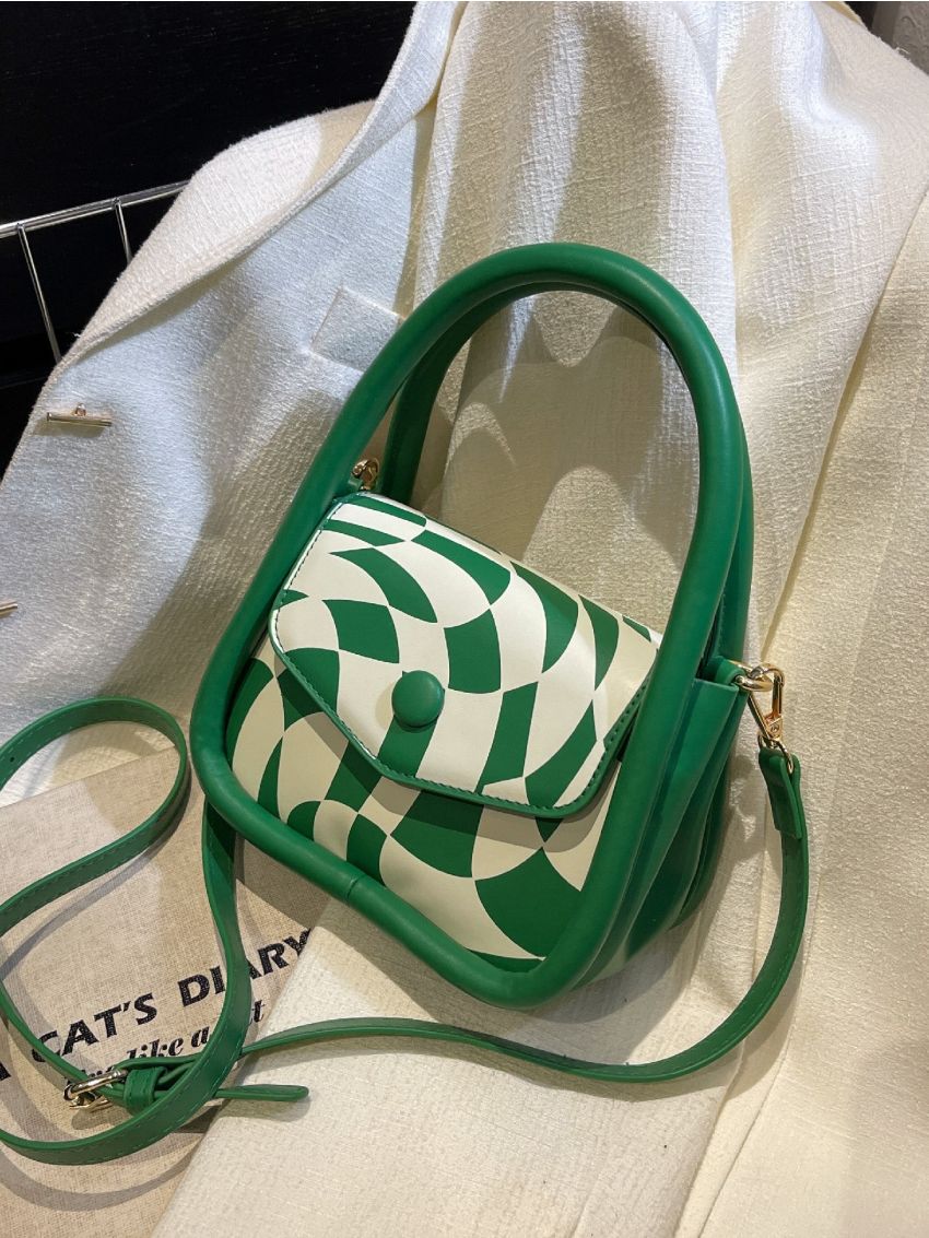 Mini Geometric Graphic Top Handle Bag