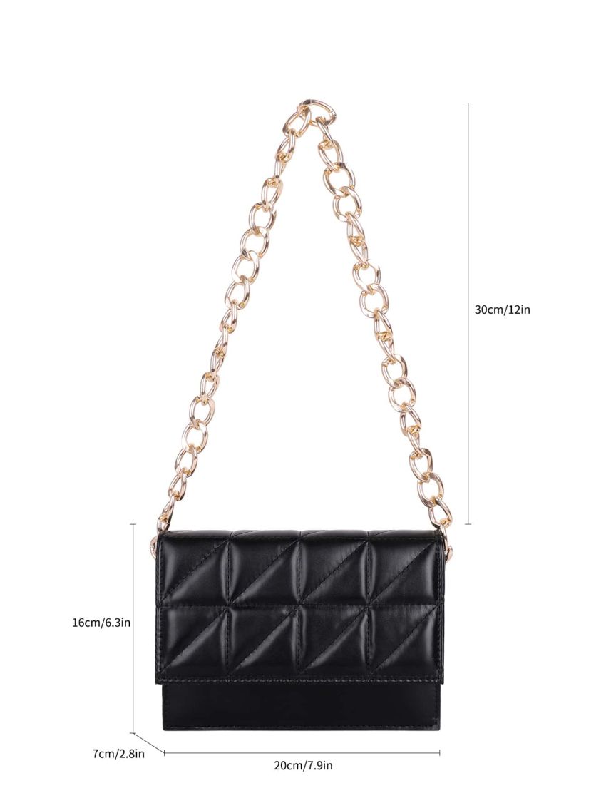 Mini Quilted Pattern Chain Square Bag