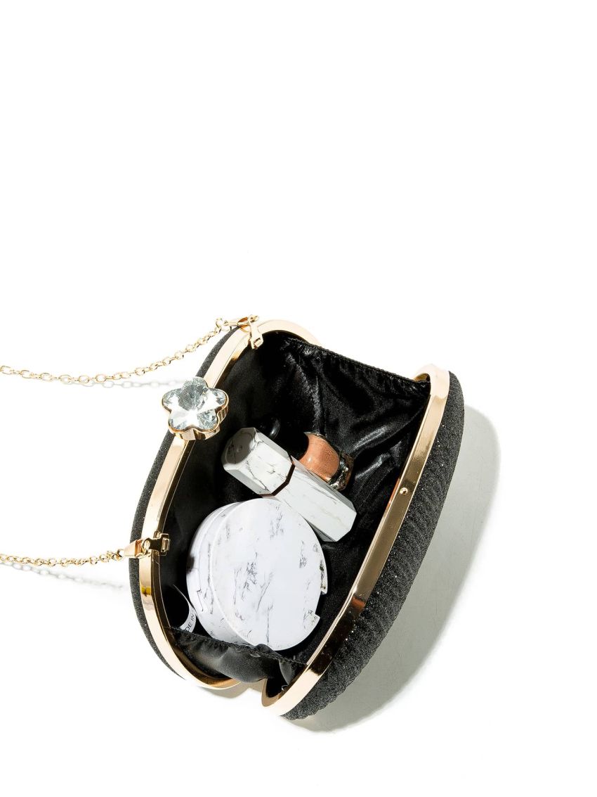 Mini Glitter Rhinestone Decor Chain Box Bag