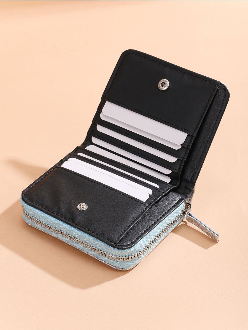 Letter Graphic Holographic Small Wallet