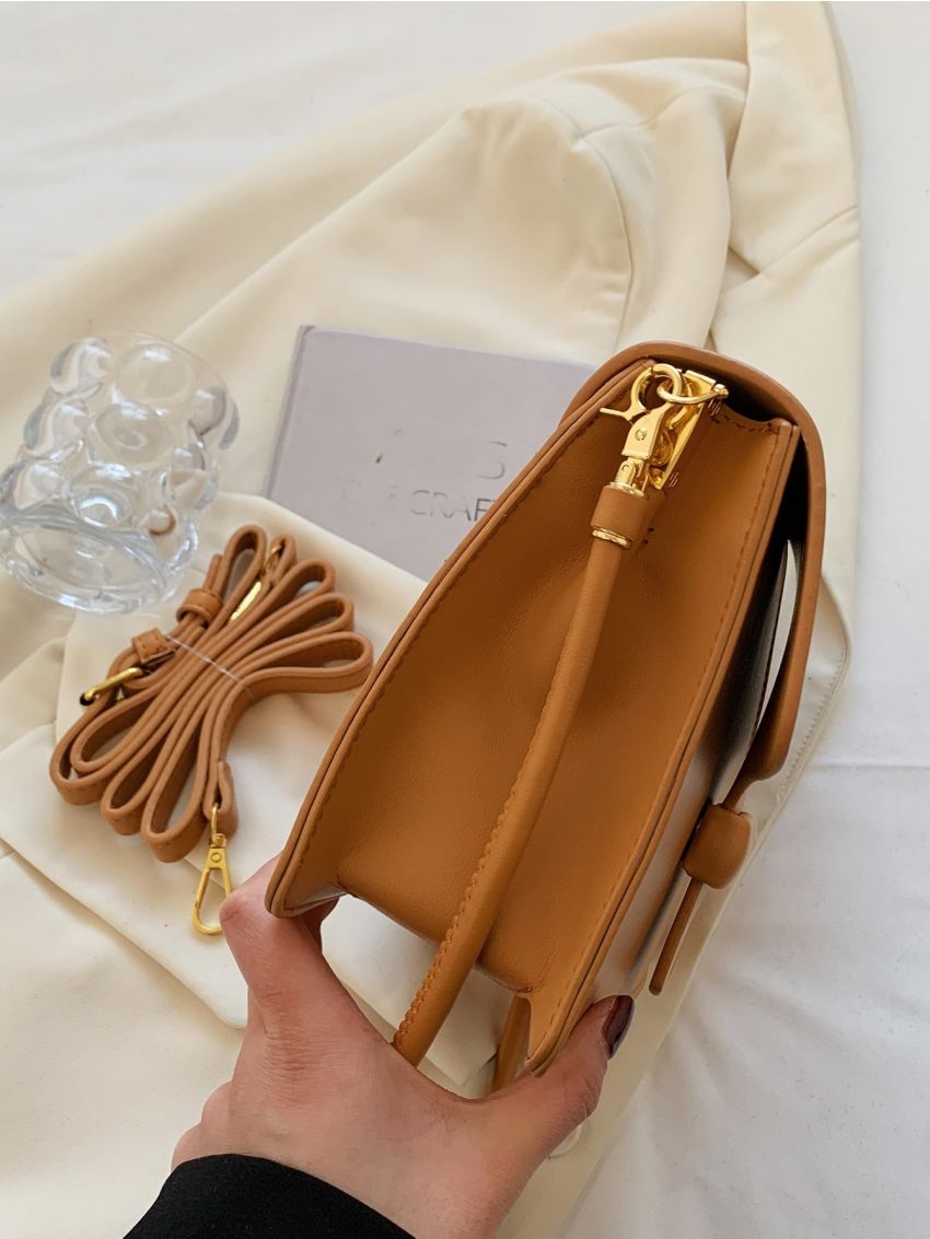 Snap Button Flap Square Bag