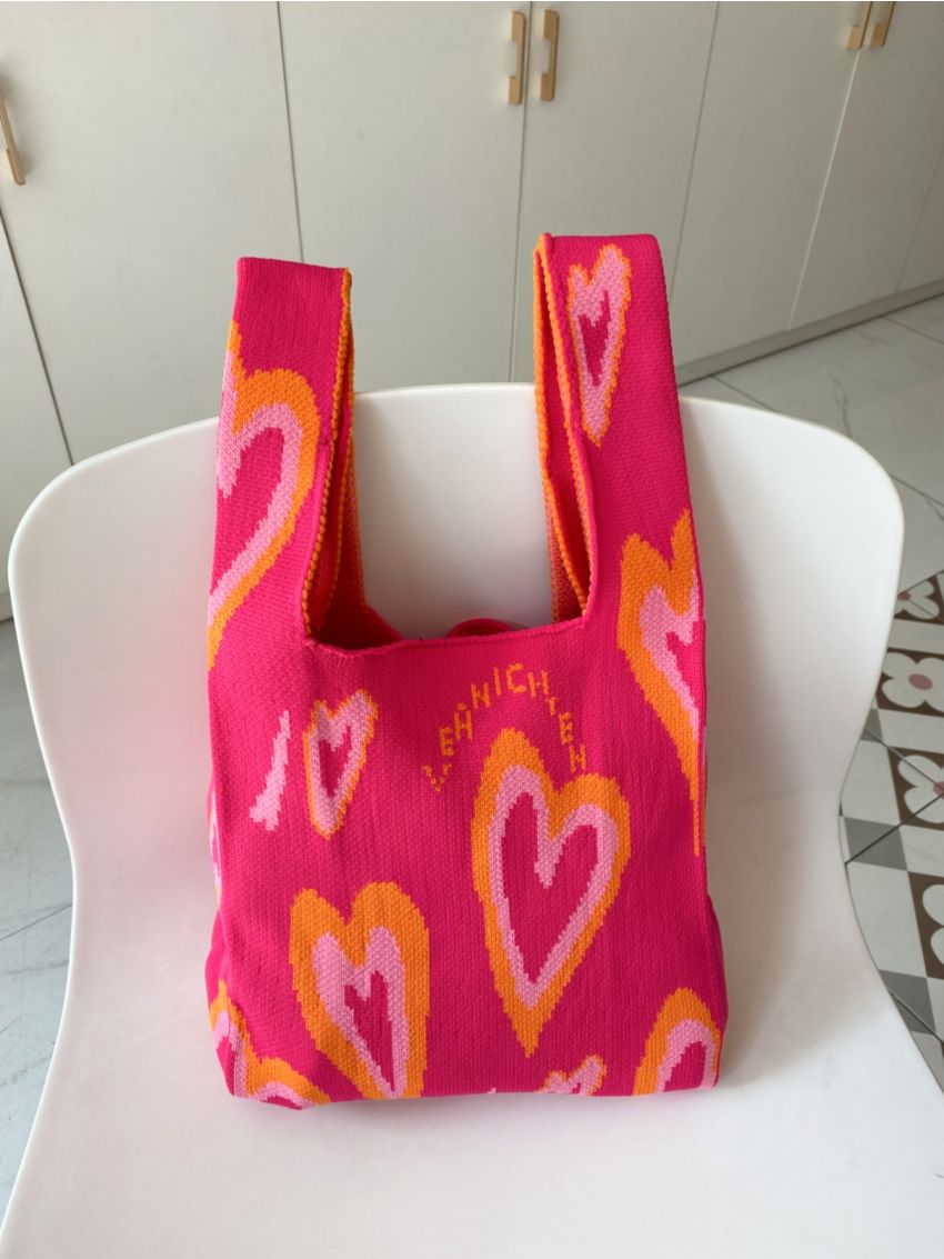 Heart Pattern Crochet Bag