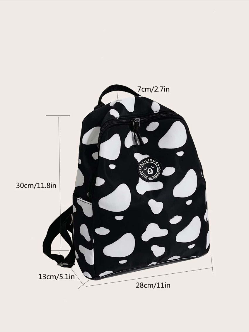 Cow Pattern Patch Decor Backpack