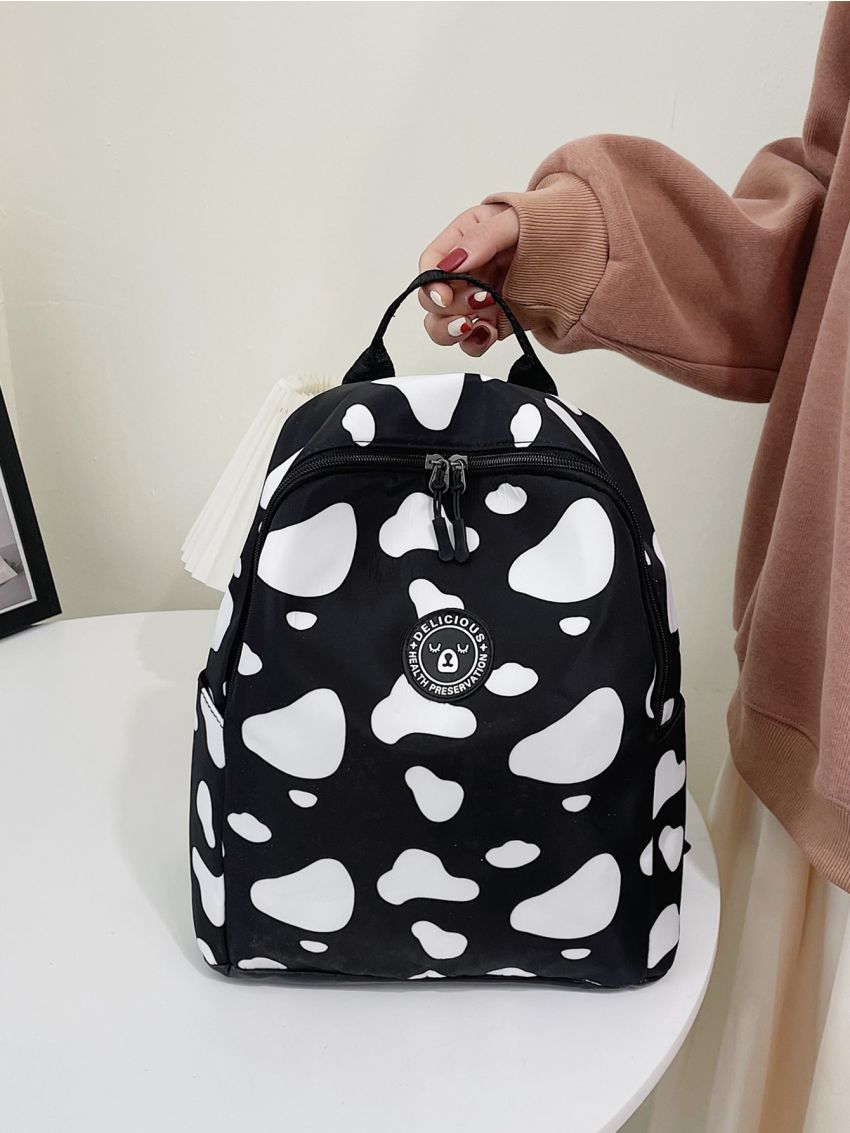 Cow Pattern Patch Decor Backpack