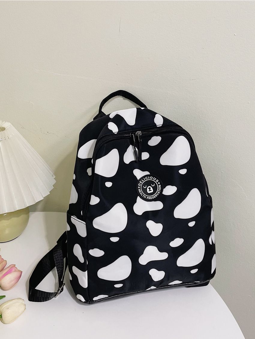 Cow Pattern Patch Decor Backpack