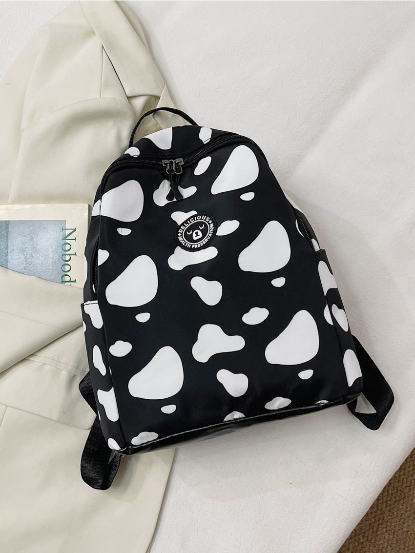 Cow Pattern Patch Decor Backpack