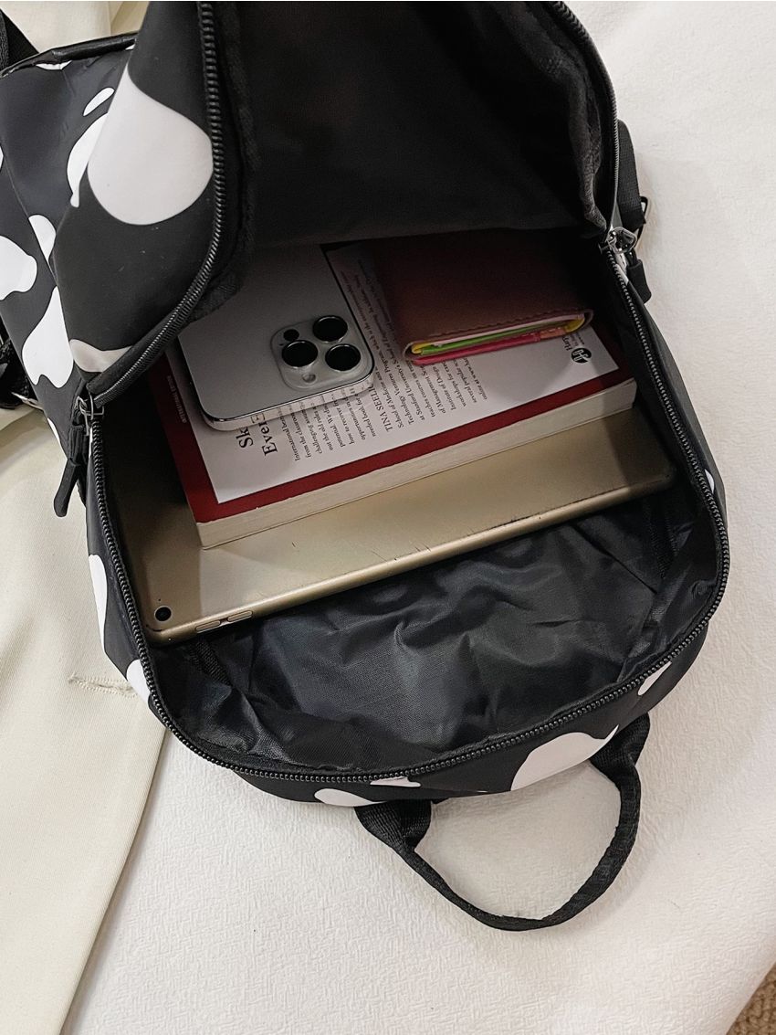 Cow Pattern Patch Decor Backpack