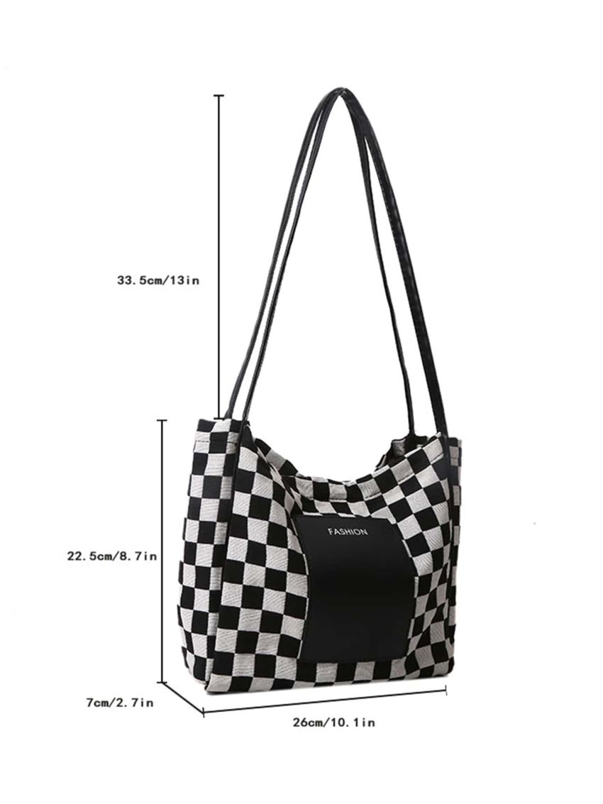 Checkered Graphic Large Capacity Tote Bag
