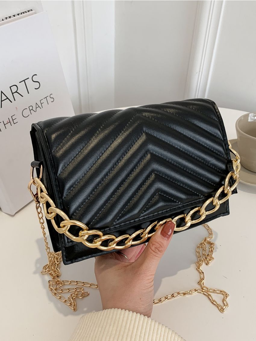 Mini Chevron Flap Chain Square Bag