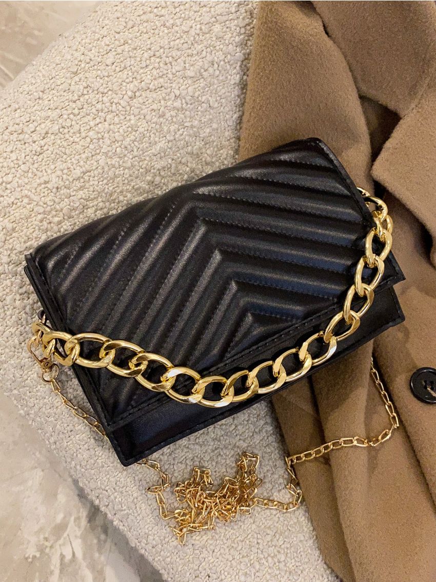 Mini Chevron Flap Chain Square Bag
