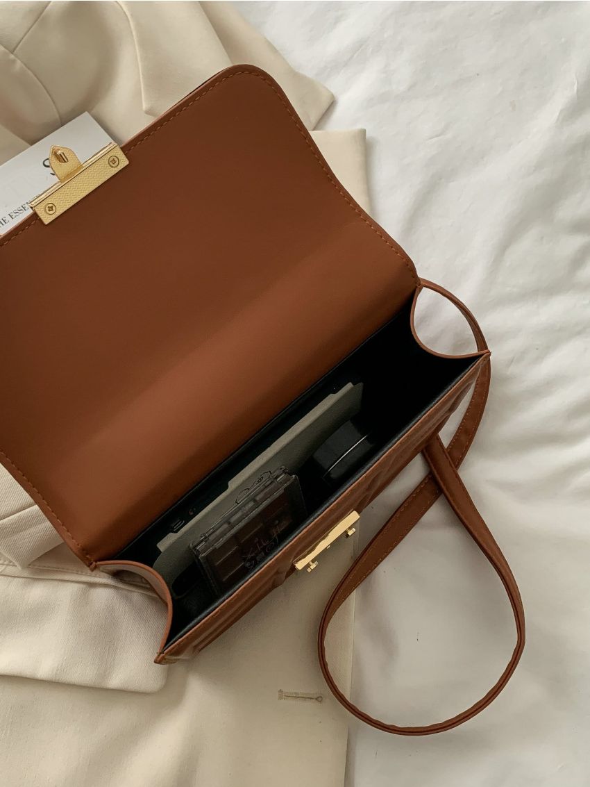 Minimalist Textured Flap Square Bag