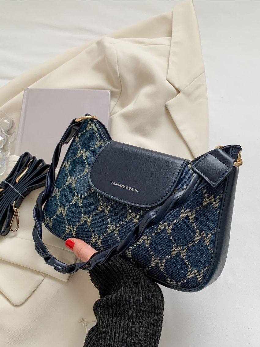 Letter Graphic Shoulder Bag