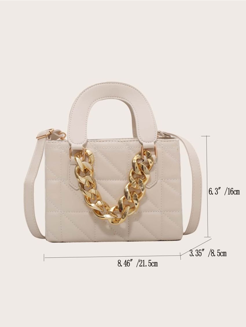 Mini Chain Decor Quilted Square Bag