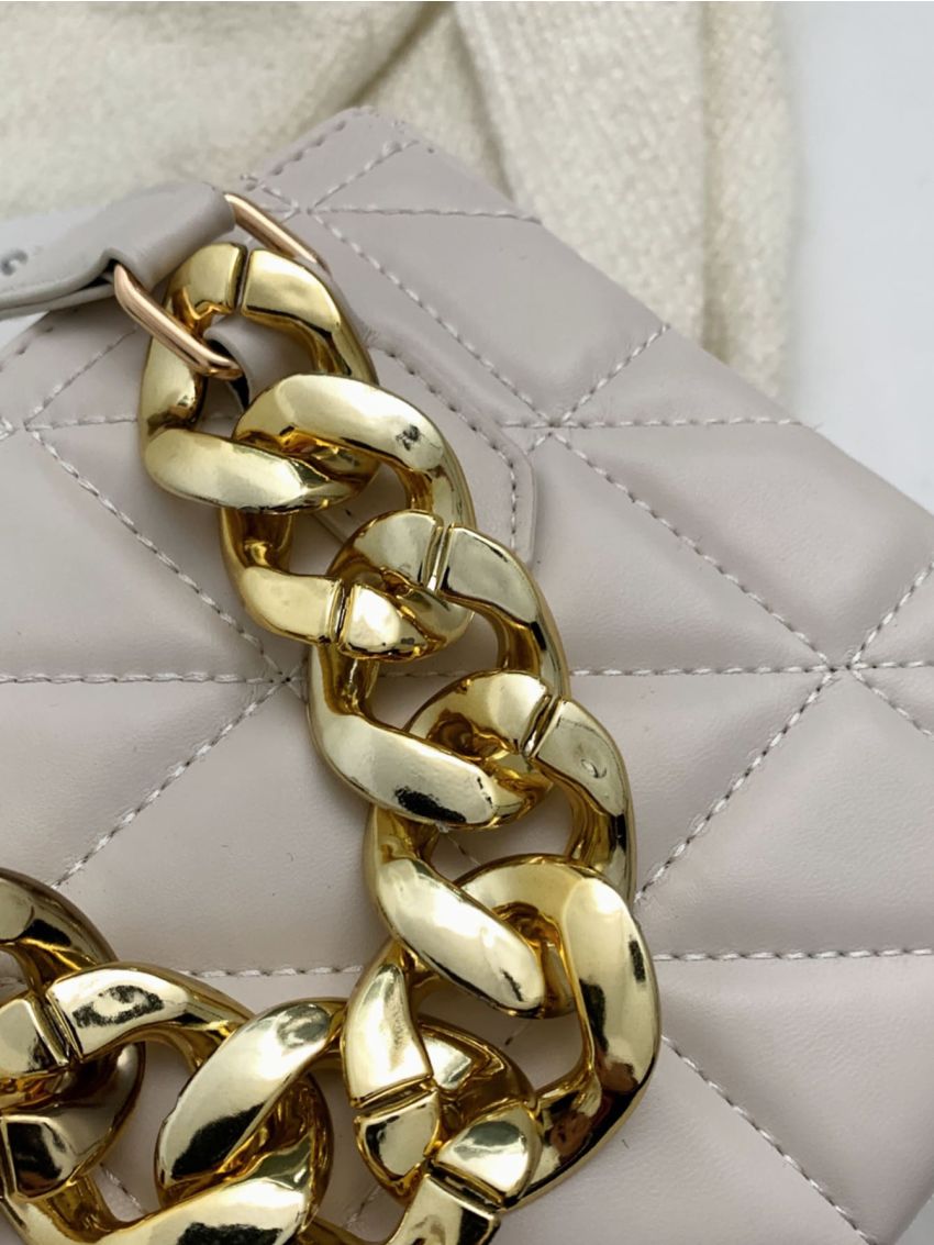 Mini Chain Decor Quilted Square Bag