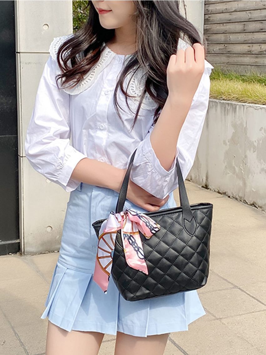 Mini Quilted Twilly Scarf Decor Bucket Bag