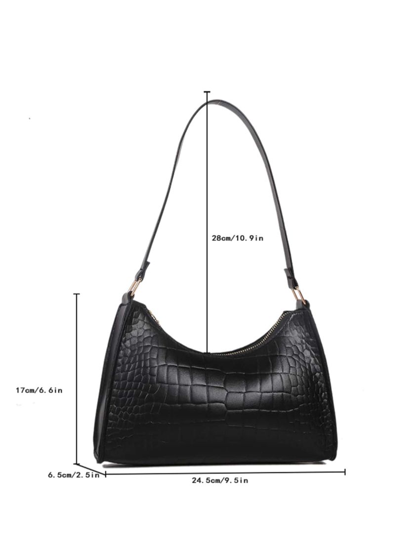 Crocodile Embossed Baguette Bag