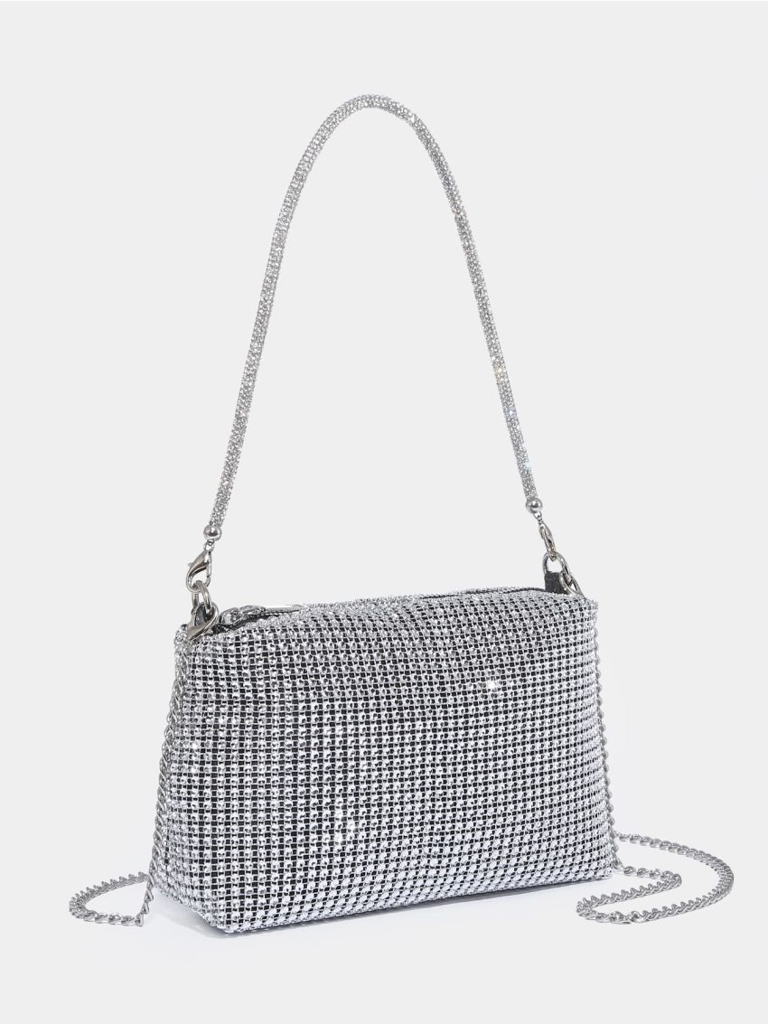 Mini Allover Rhinestone Decor Square Bag