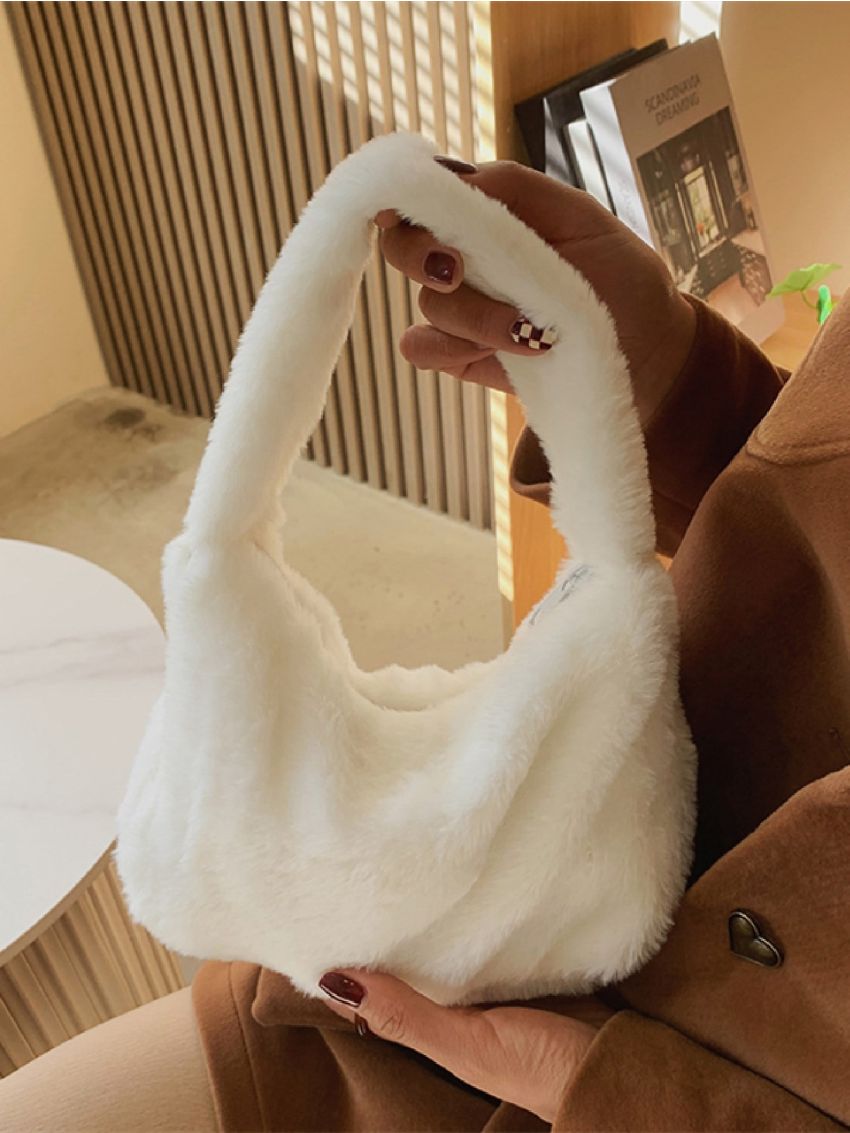 Minimalist Fluffy Top Handle Bag