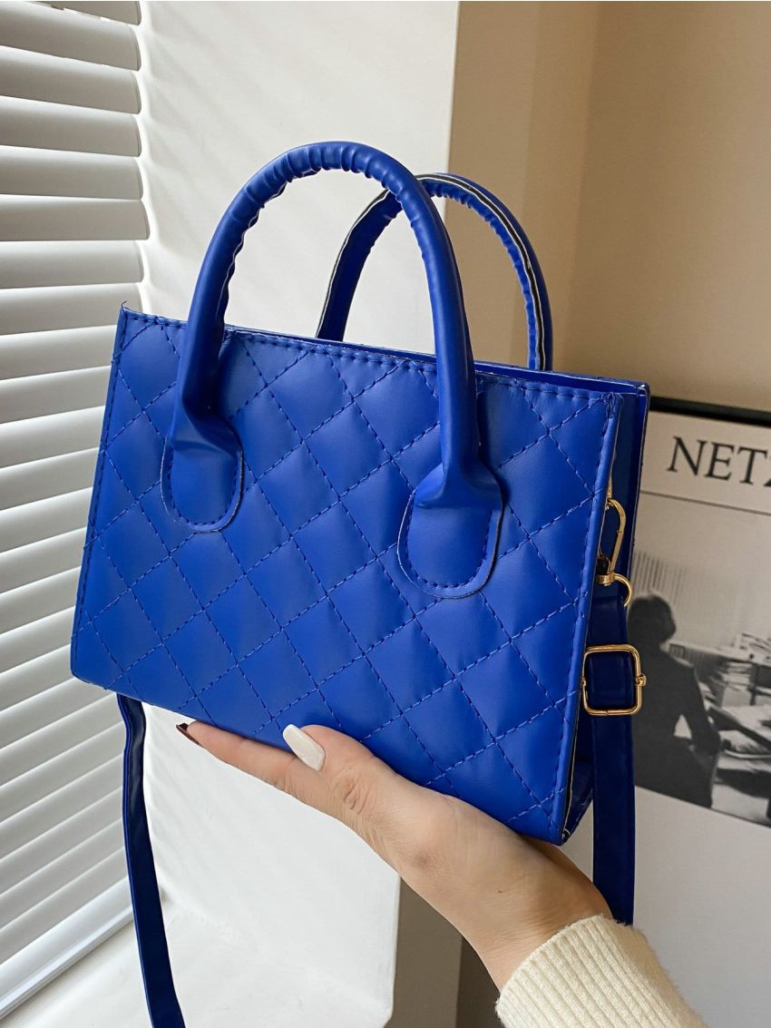 Quilted Double Handle Square Bag