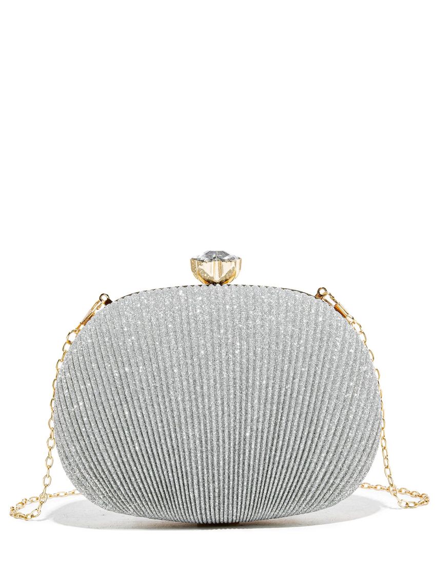 Mini Glitter Rhinestone Decor Chain Box Bag