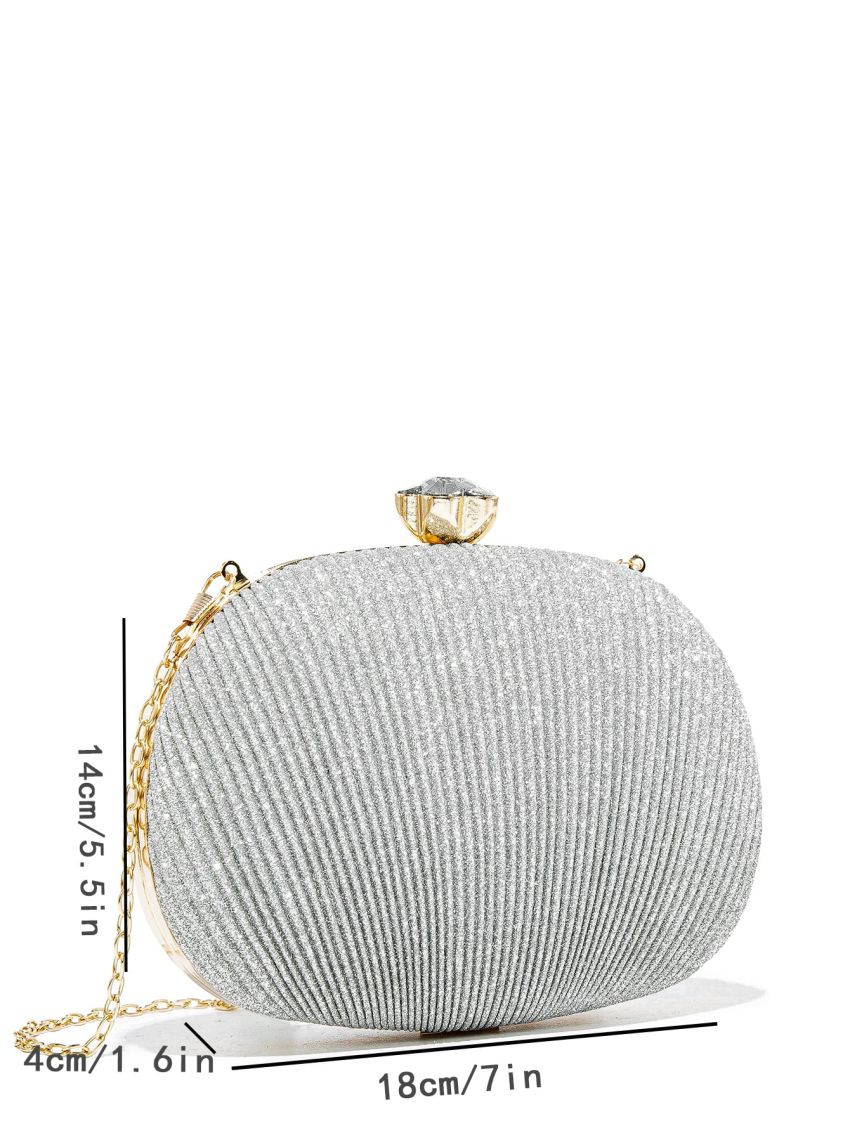 Mini Glitter Rhinestone Decor Chain Box Bag