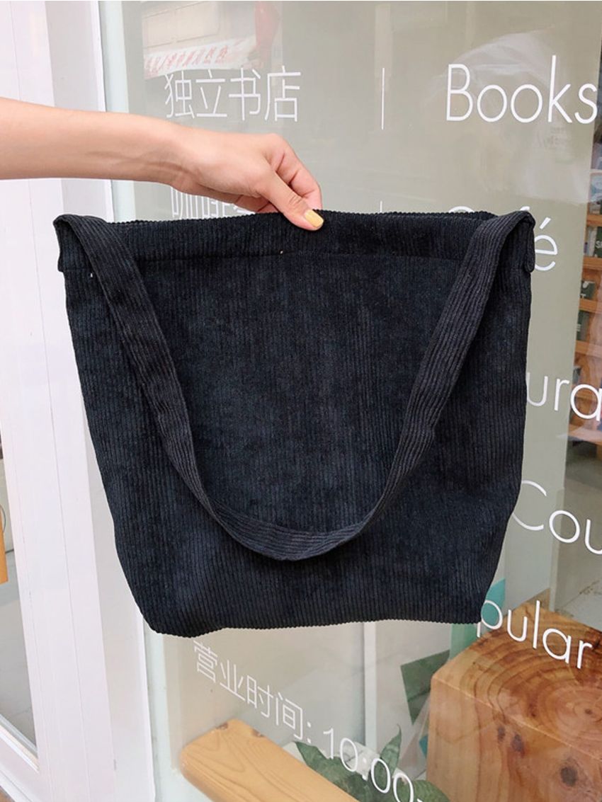 Solid Corduroy Shoulder Bag