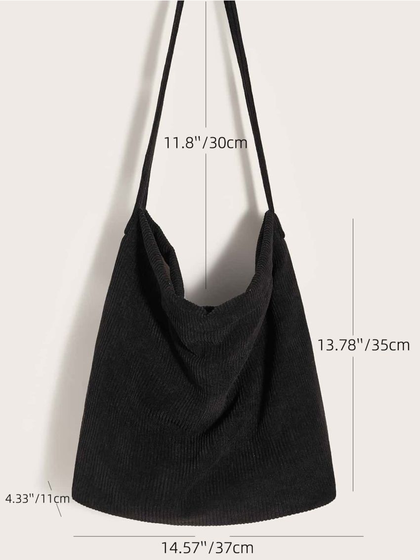 Solid Corduroy Shoulder Bag