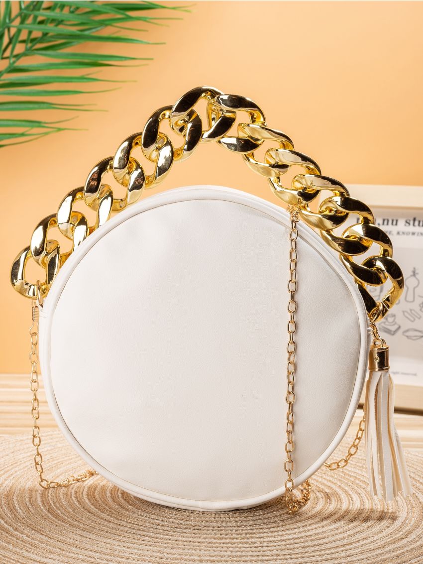Minimalist Chevron Chain Circle Bag