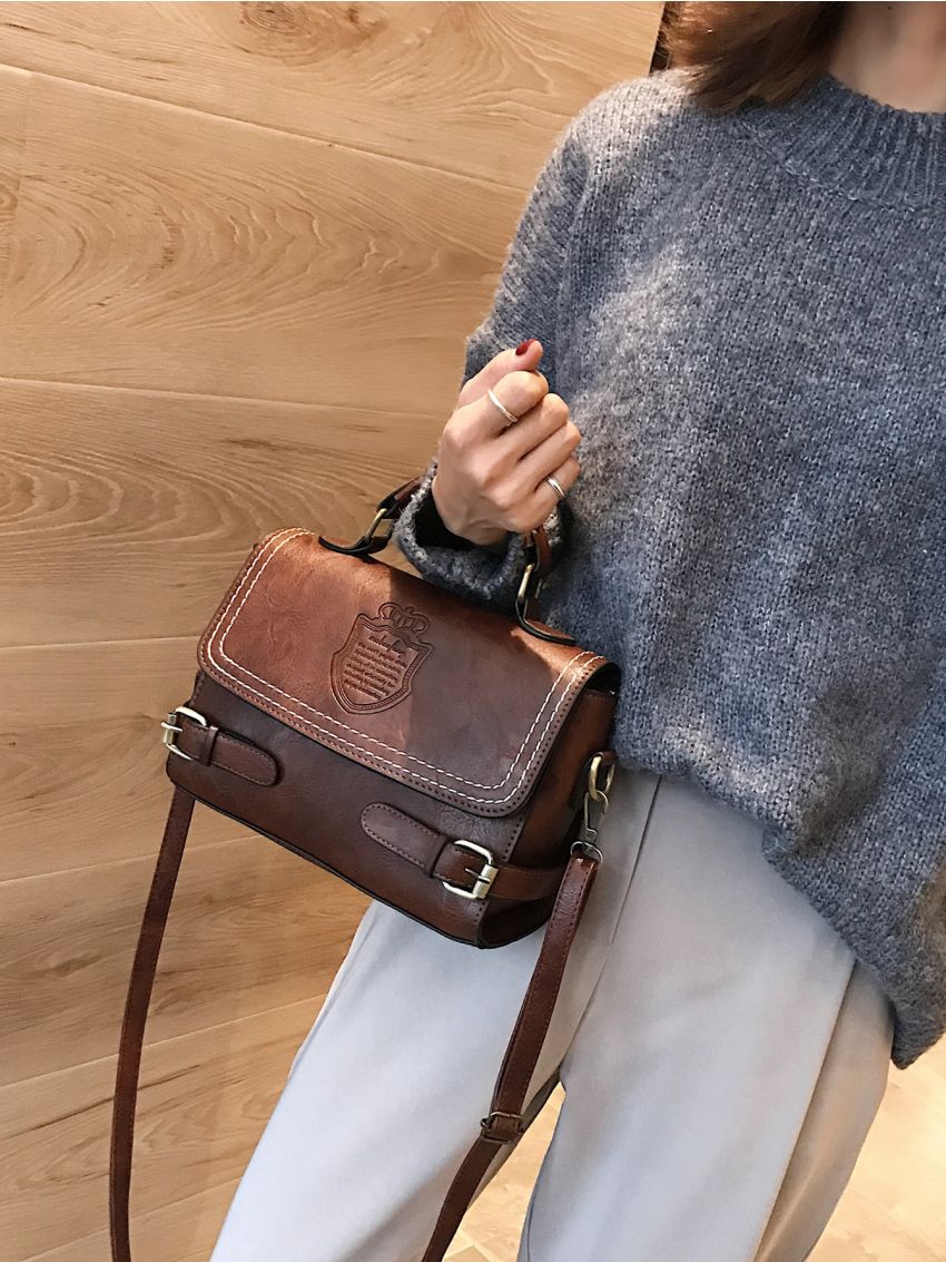 Minimalist Buckle Flap Square Bag, Mothers Day Gift For Mom