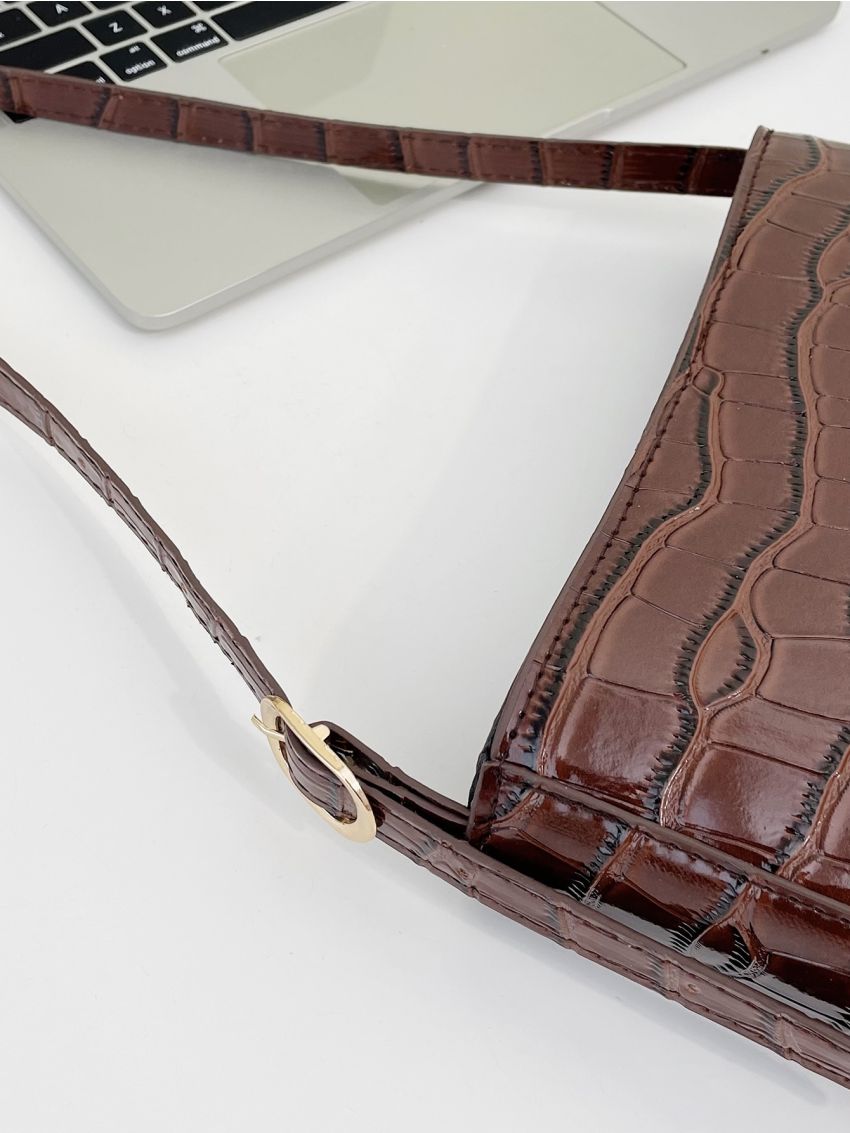 Crocodile Embossed Square Bag