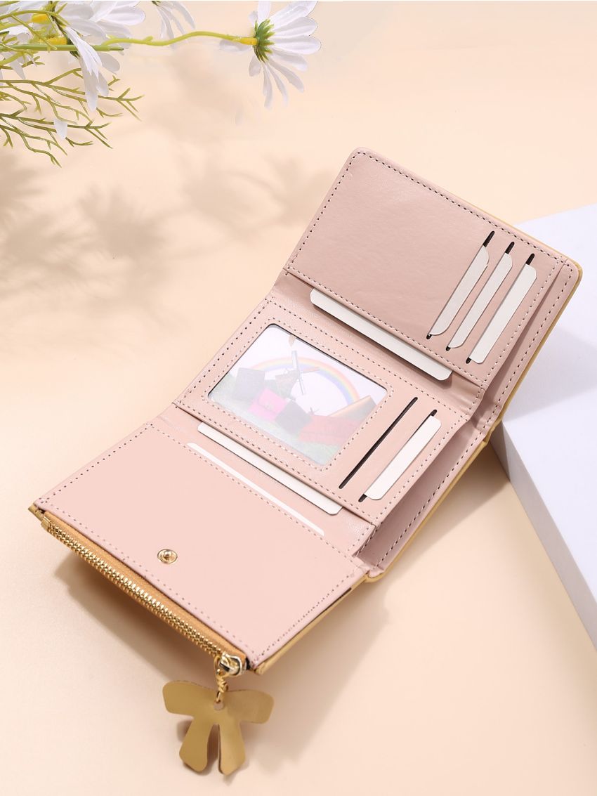 Heart Decor Small Wallet With Bow Charm