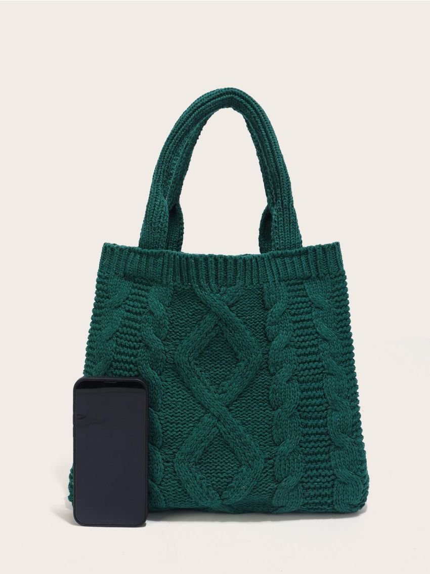 Cable Knit Top Handle Bag