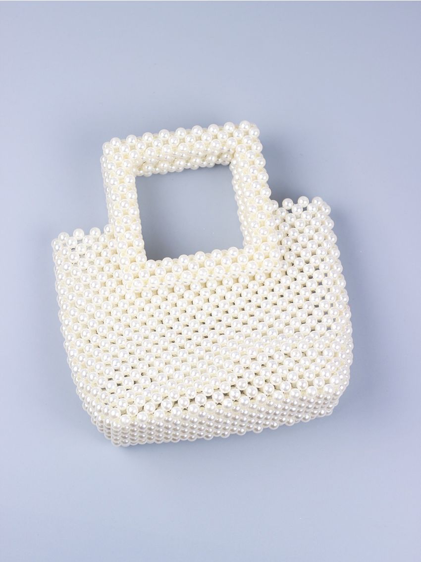 Mini Faux Pearl Decor Square Bag