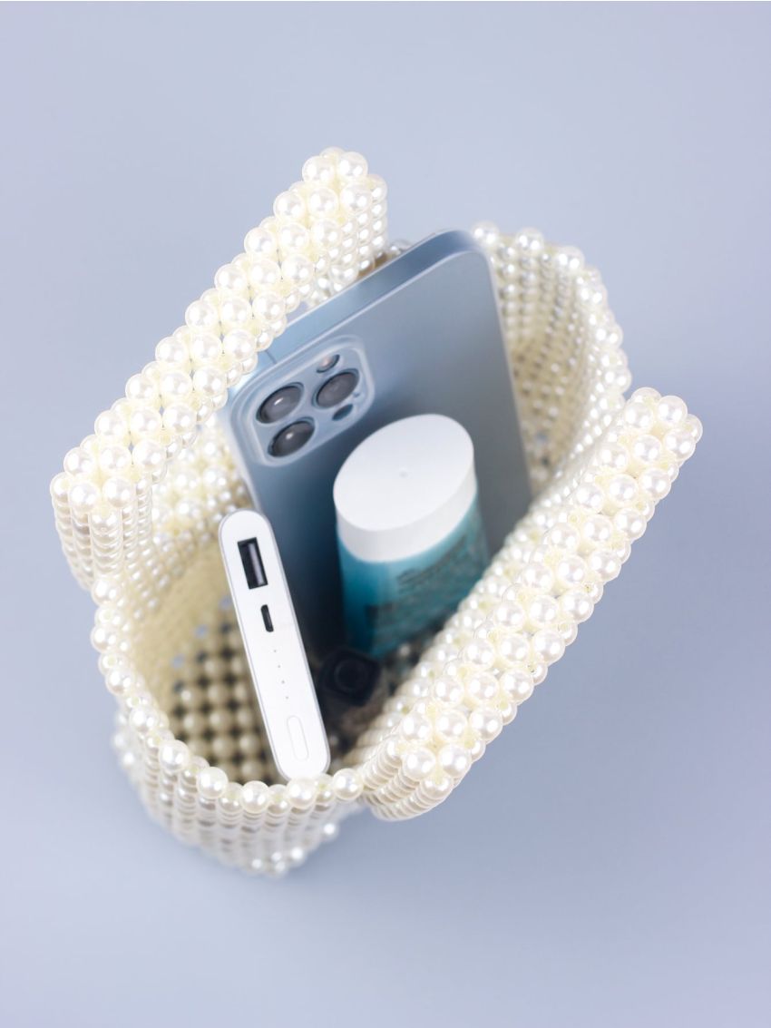 Mini Faux Pearl Decor Square Bag